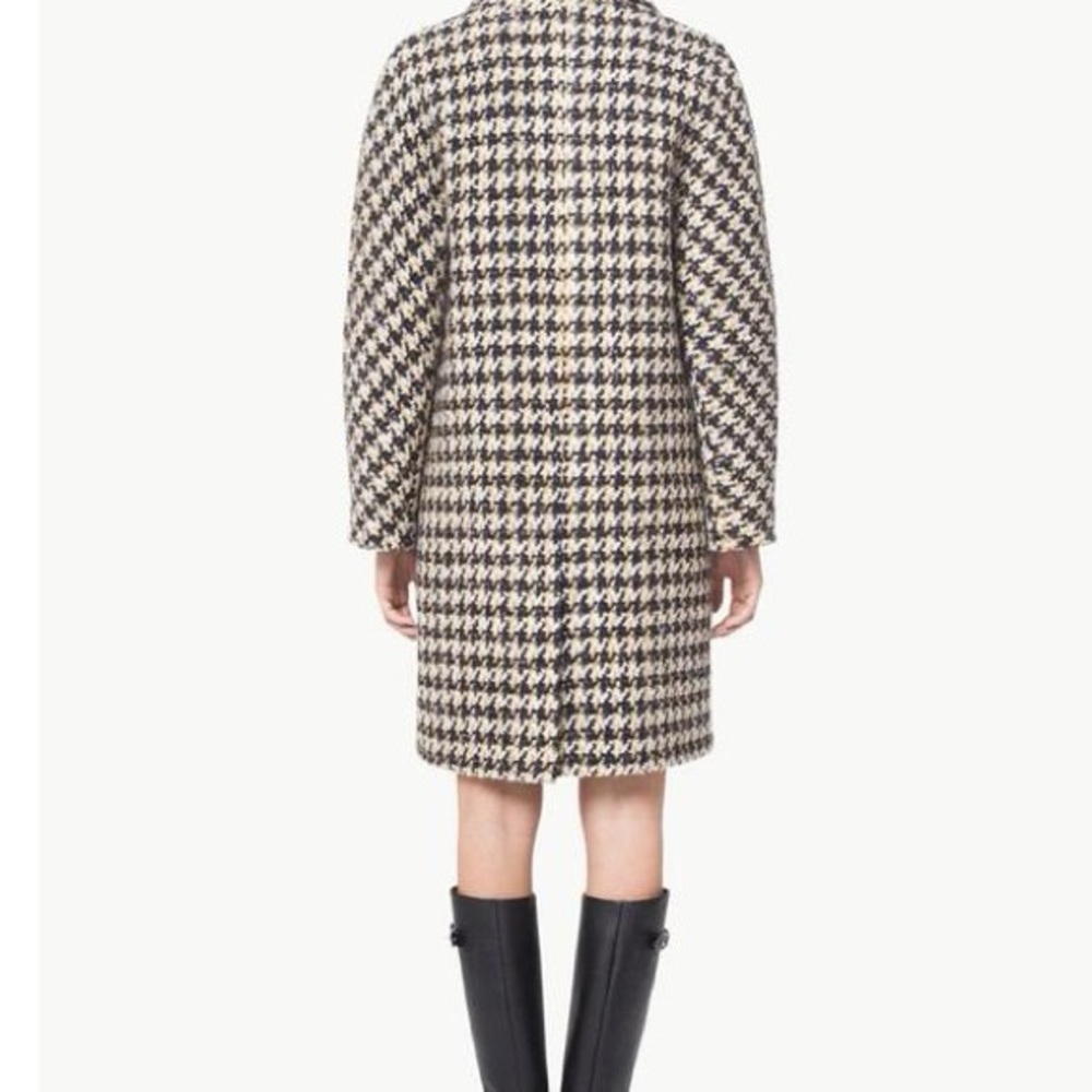 Ermanno Scervino Tweed Houndstooth Coat with Natural Fur Pockets - Picture 4 of 12